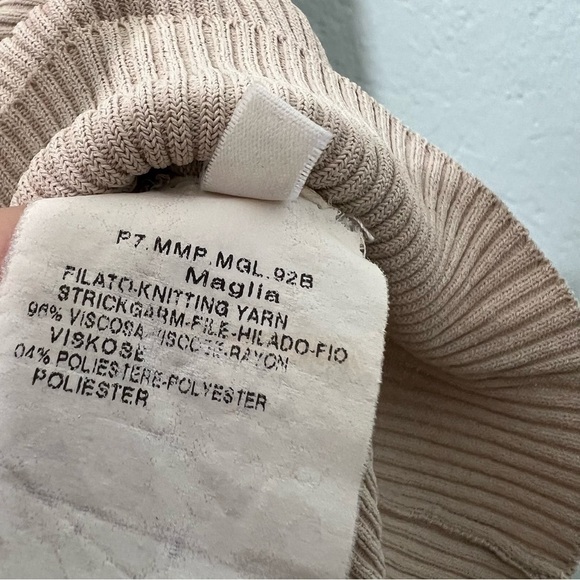 Max mara beige Ribbed faux wrap knit Sleeveless vest top - Picture 3 of 4